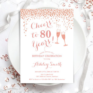 Invitation 80e Anniversaire - Joue À 80 Ans Rose Or Blanc