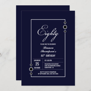 Invitation 80e anniversaire Marine Bleue avec White Frame Par