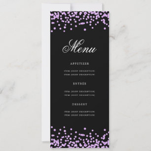 Invitation 80e Anniversaire Menu Confetti Violet Noir