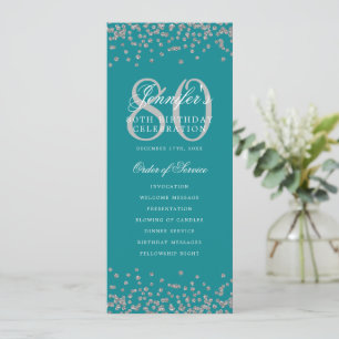 Invitation 80e anniversaire Merci Silver Turquoise