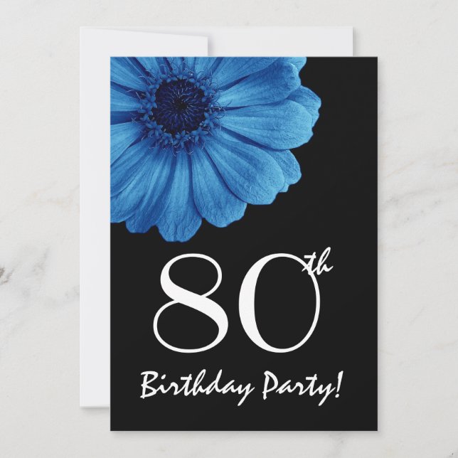 Invitation 80e anniversaire Modèle Blue Daisy (Devant)