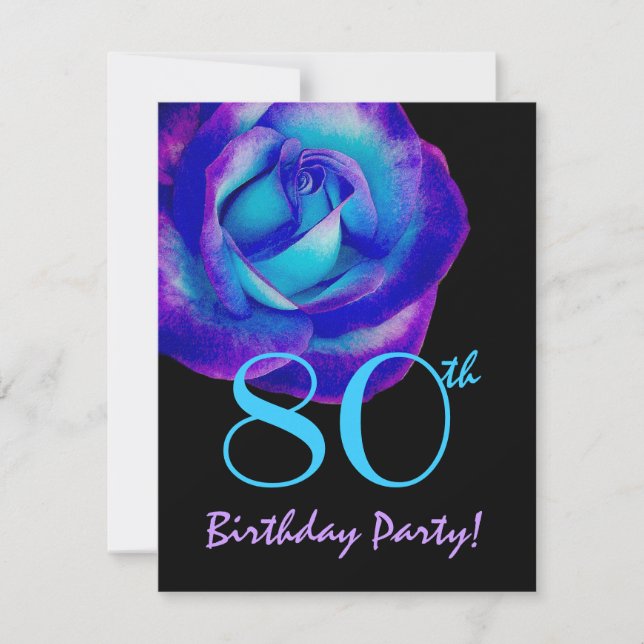 Invitation 80e anniversaire Modèle de violet et Rose bleu W24 (Devant)