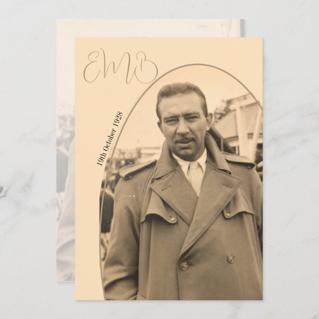 Invitation 80e anniversaire Monogramme Homme Photo Anniversai (Devant / Derrière)