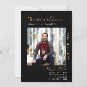 Invitation 80e anniversaire Noir