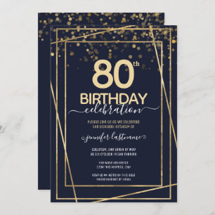 Invitation 80e anniversaire Or et bleu