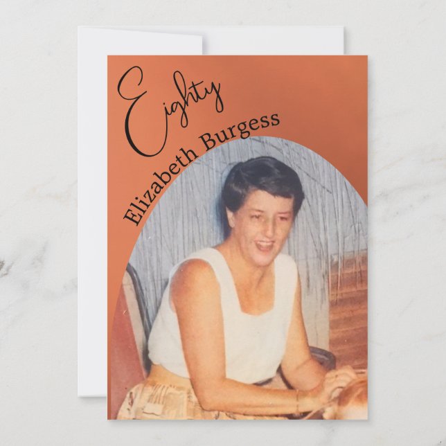 Invitation 80e anniversaire Photo Terracotta Elégant annivers (Dos)