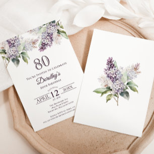 Invitation 80e anniversaire Purple Spring Fleur Lilac