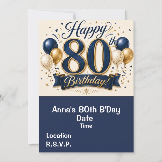 Invitation 80e anniversaire, réservez la date   (Devant)