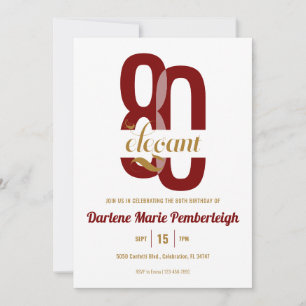 Invitation 80e anniversaire Ruby Red Gold 80e