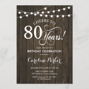 Invitation 80e anniversaire - Rustic Wood Motif