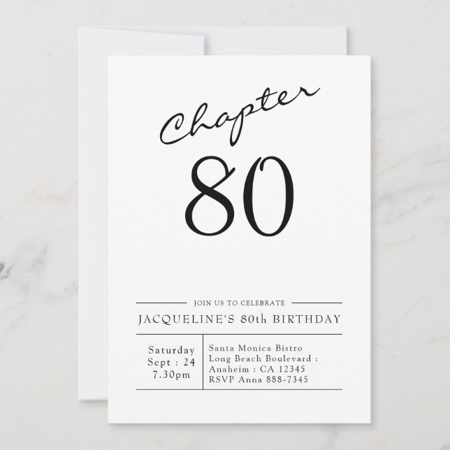 Invitation 80e anniversaire Script 80 Party (Devant)