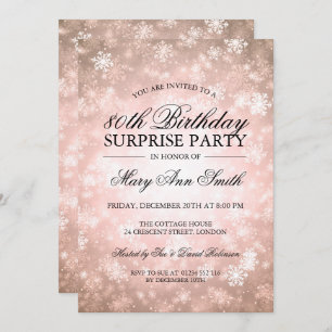 Invitation 80e anniversaire surprise Cuivre hiver Pays des me