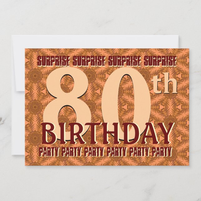 Invitation 80e Anniversaire SURPRISE Or Feu d'Artifice Étoile (Devant)