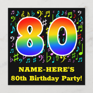 Invitation 80e anniversaire : Symboles de musique amusante, R