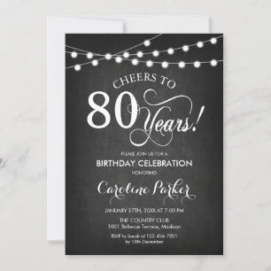 Invitation 80e anniversaire - tableau noir blanc