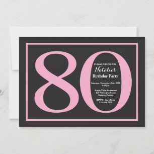 Invitation 80e Anniversaire Tableau Noir et Rose