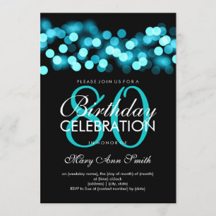 Invitation 80e fête d'anniversaire Turquoise Hollywood Glam