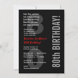 Invitation 80e Modèle rouge noir blanc moderne