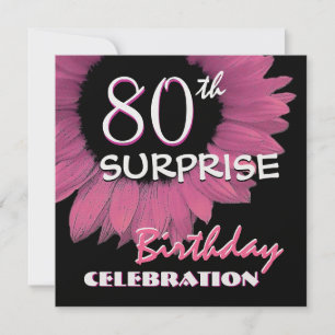 Invitation 80e SURPRISE Anniversaire tournesol rose 001