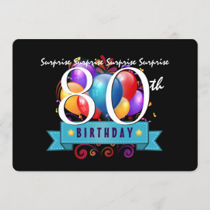 Invitation 80e SURPRISE Modèle d'invitation à la fête d'anniv
