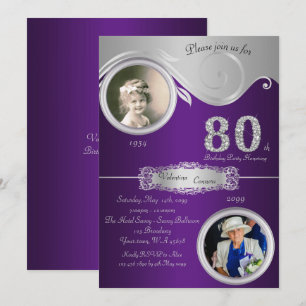 Invitation 80ème, Anniversaire Femme 80ème, élégant art déco,