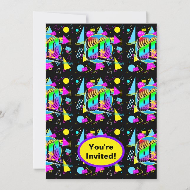 Invitation 80s 1980s Retro Fashion Style Anniversaire (Devant)