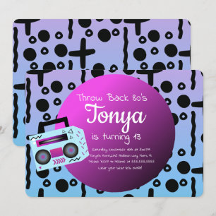 Invitation 80s 90s Parti Ombre Vintage BoomBox Retour