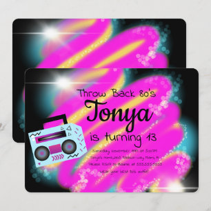 Invitation 80s 90s Party Airbrush Vintage BoomBox Retour