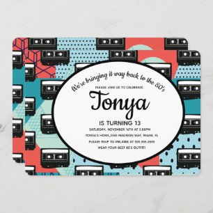 Invitation 80s 90s Party Retro Cassette lancer retour