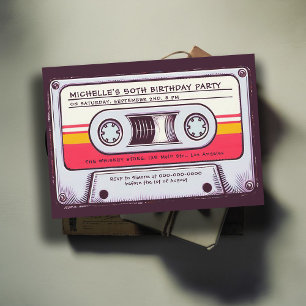 Invitation 80s Nostalgie Cassette Mix Fun 50e anniversaire