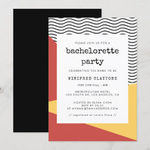 Invitation 80s Pop art Memphis style Bachelorette Party