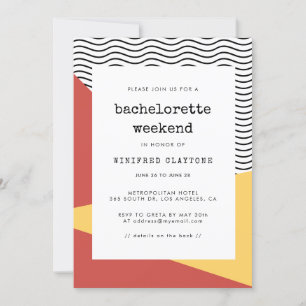 Invitation 80s Pop art Memphis style Bachelorette weekend