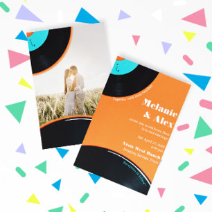 Invitation 80s Retro Vinyl Enregistrer la photo Enregistrer l