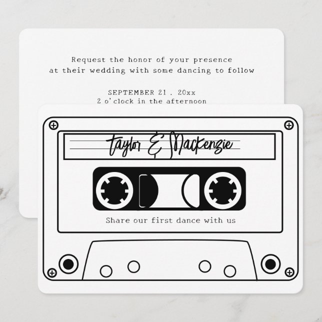 Invitation 80s Style Retro Music Tape Wedding (Devant / Derrière)