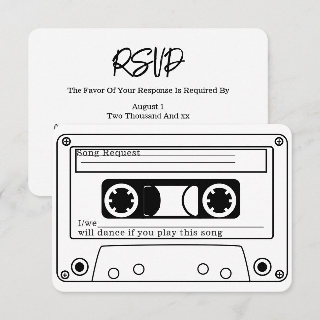 Invitation 80s Style Retro Music Tape Wedding RSVP (Devant / Derrière)