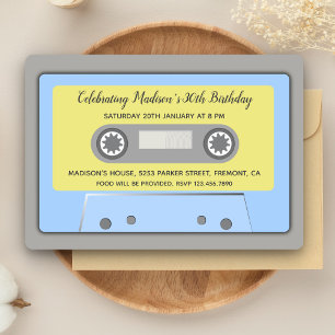 Invitation 80s Thème Rétro Cassette Bande Anniversaire Invita