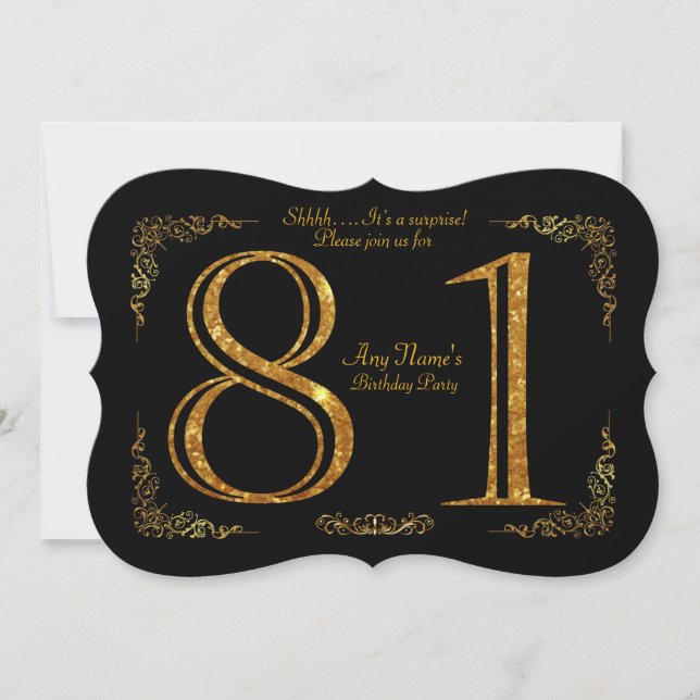 Invitation 81e, fête d'anniversaire 81e, grand Gatsby, noir & (Devant)