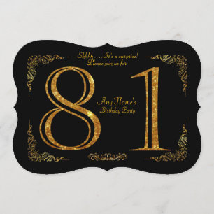 Invitation 81e, fête d'anniversaire 81e, grand Gatsby, noir &