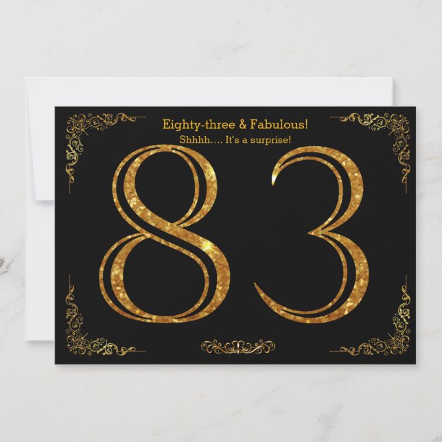 Invitation 83e anniversaire, styl Gatsby, parties scintillant (Devant)