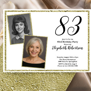 Invitation 83e personnalisé photo blanc et or 