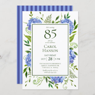 Invitation 85e anniversaire Blue Hydrangeas