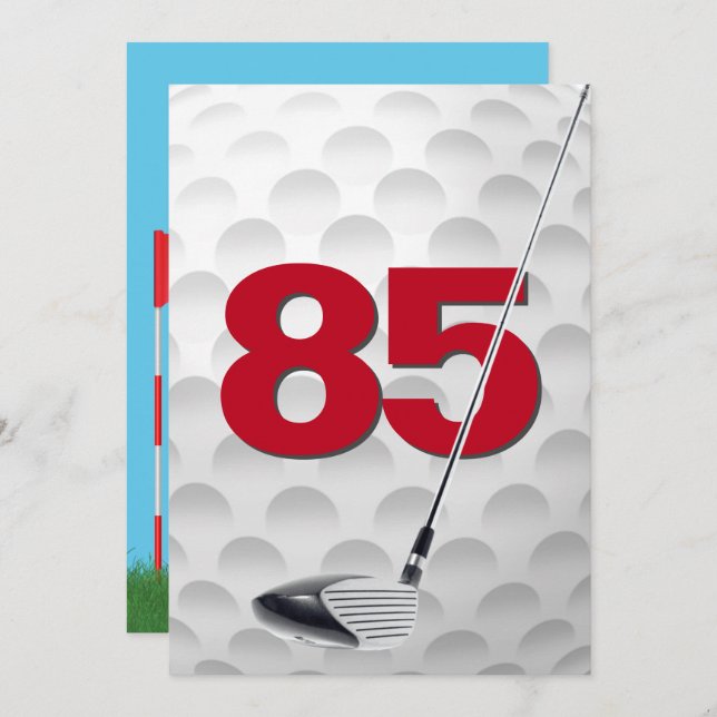 Invitation 85e anniversaire de la fête de golf Thème (Devant / Derrière)