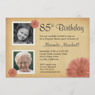 Invitation 85e anniversaire de la fête Rustic Daisy 2 Invitat