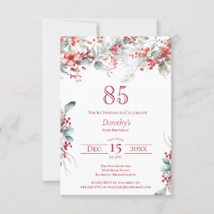 Invitation 85e anniversaire Elégant Berry d'hiver Botanique