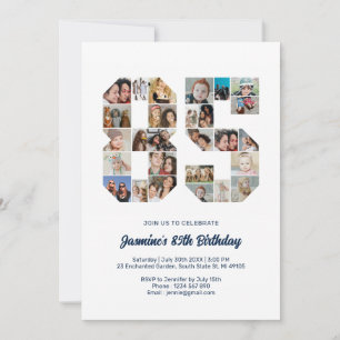 Invitation 85e anniversaire Numéro 85 Photo personnalisée Col