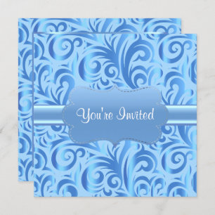 Invitation 85e anniversaire  Verr bleu, argent et blanc