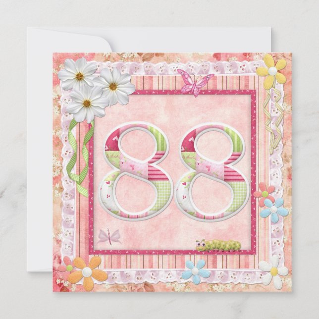 Invitation 88e anniversaire style scrapbooking (Devant)