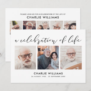 Invitation 8-Photo Célébration de la vie / Funérailles / Mémo