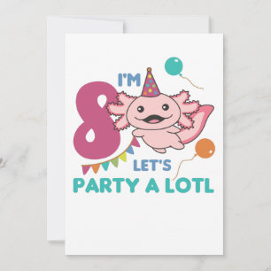 Invitation 8e anniversaire Axolotl Huit ans douces Axolotls