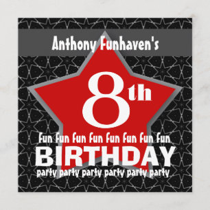 Invitation 8e anniversaire Black Red White STAR V08